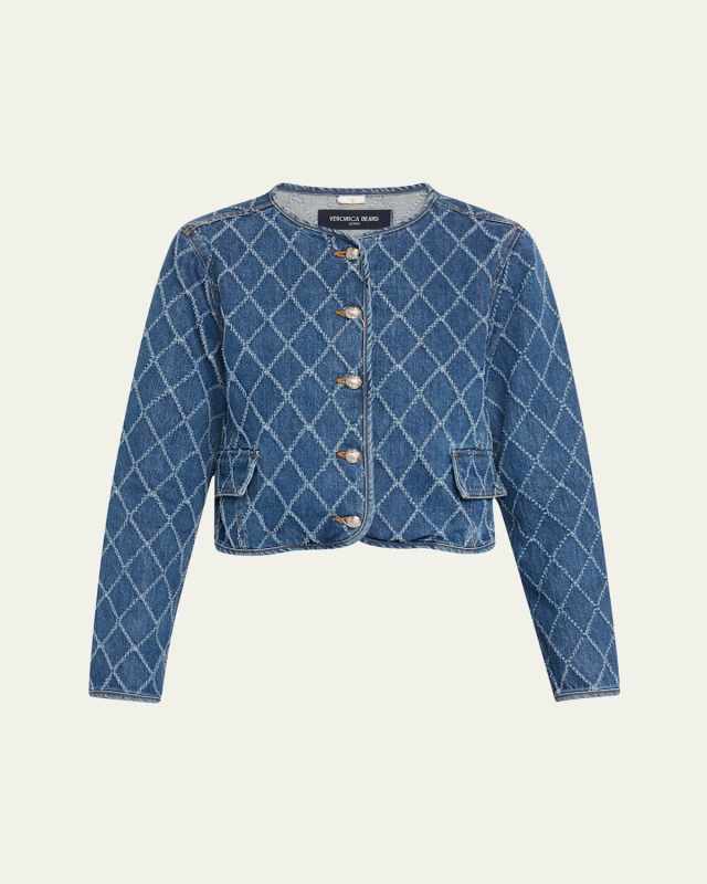 Nolita Diamond-Print Denim Jacket